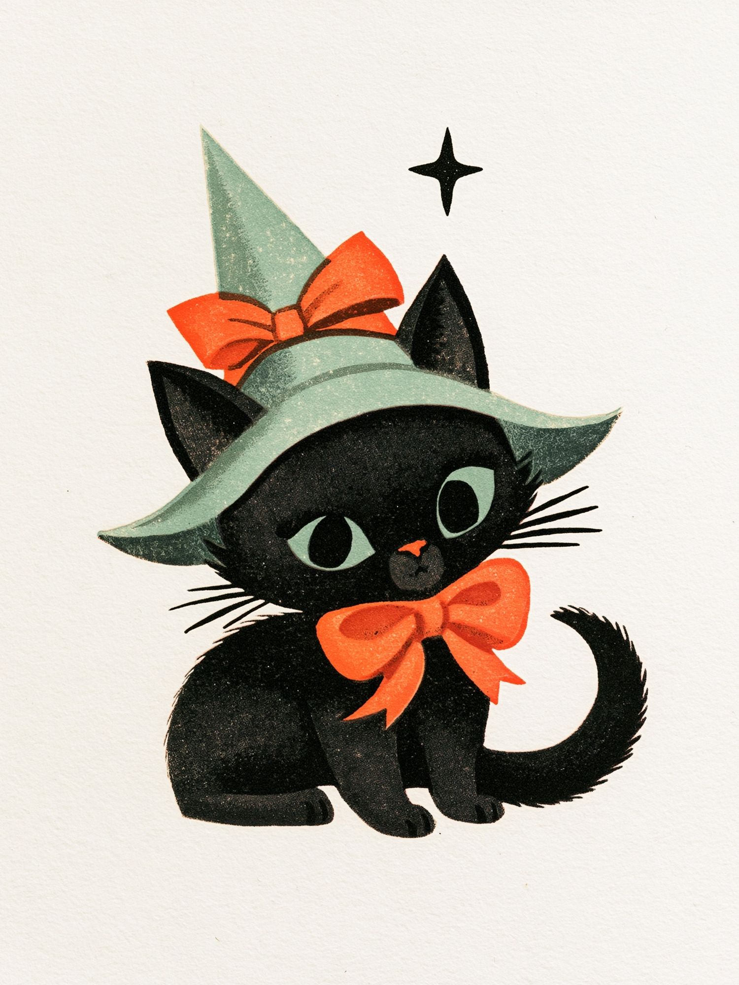 Witch Hat Cat Illustration Poster. poster detail