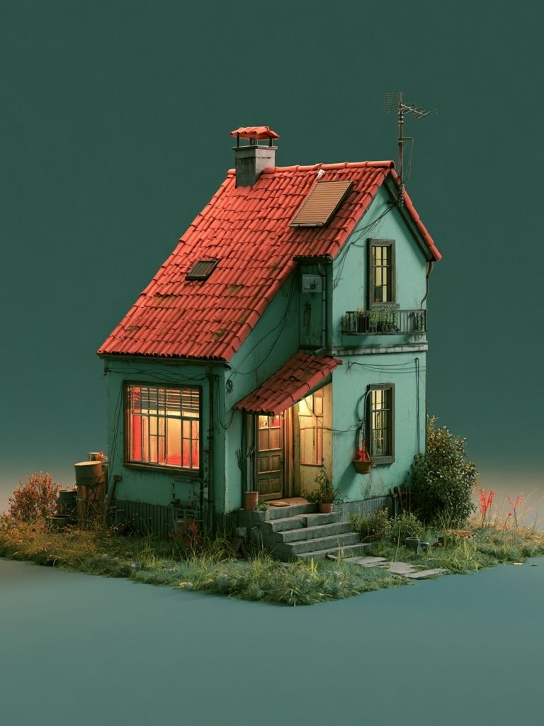 Whimsical Cottage Illustration Poster. poster — illustration art