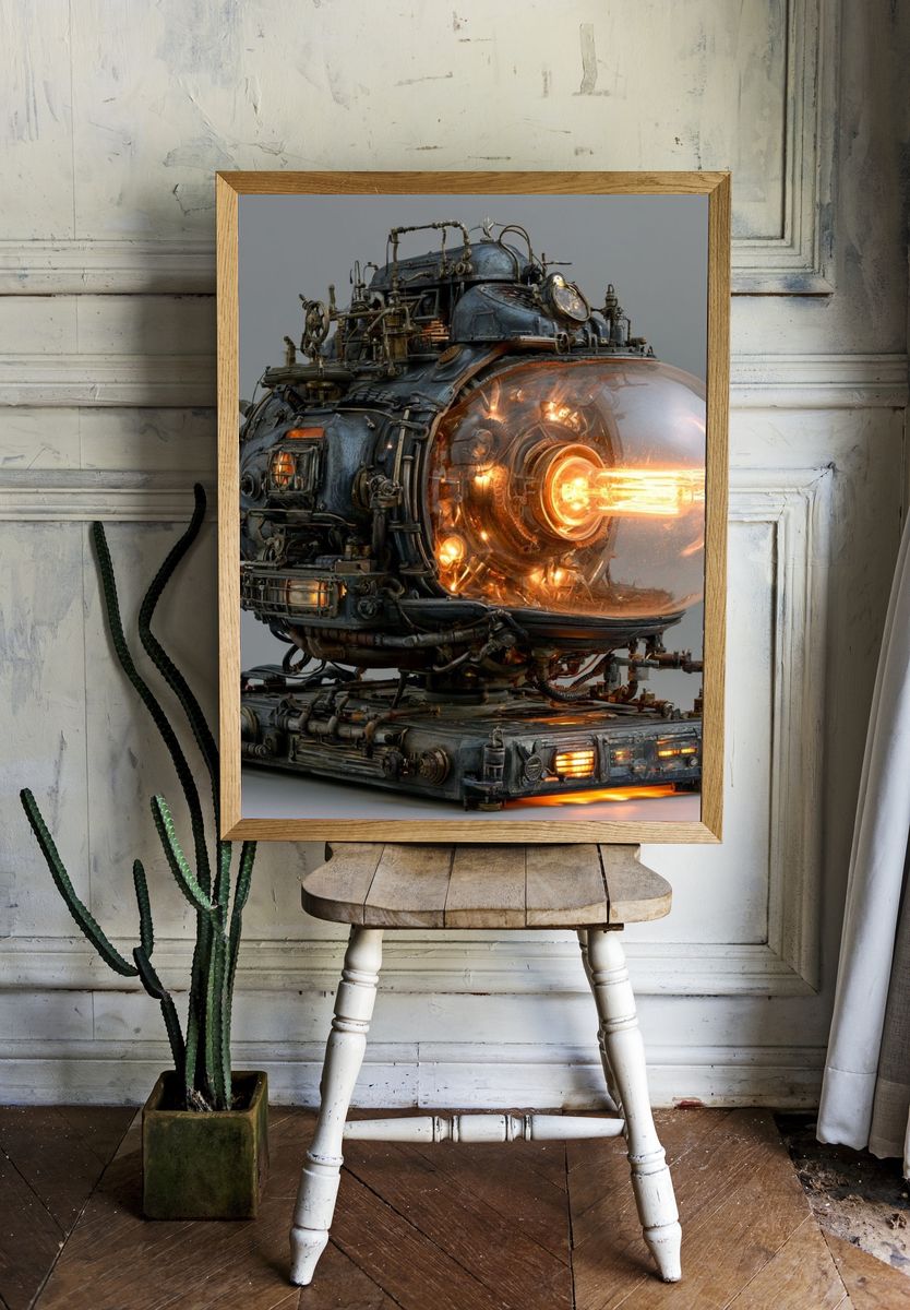 Steampunk Reactor Machine Print. room preview