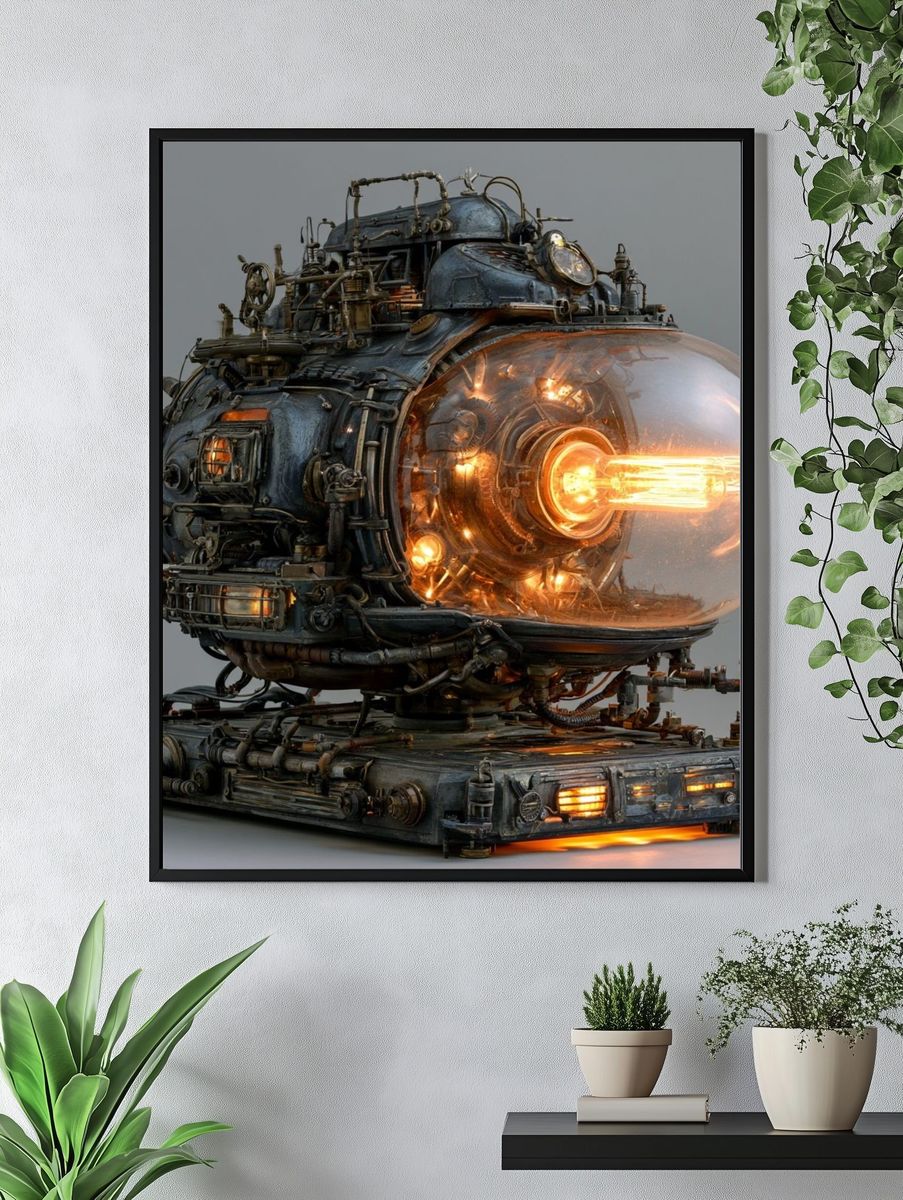 Steampunk Reactor Machine Print. — room view 4