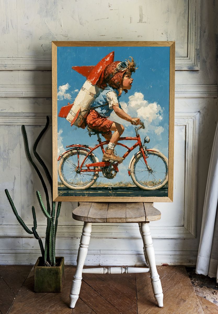 Rocket Rider Illustration Poster. — room view 1