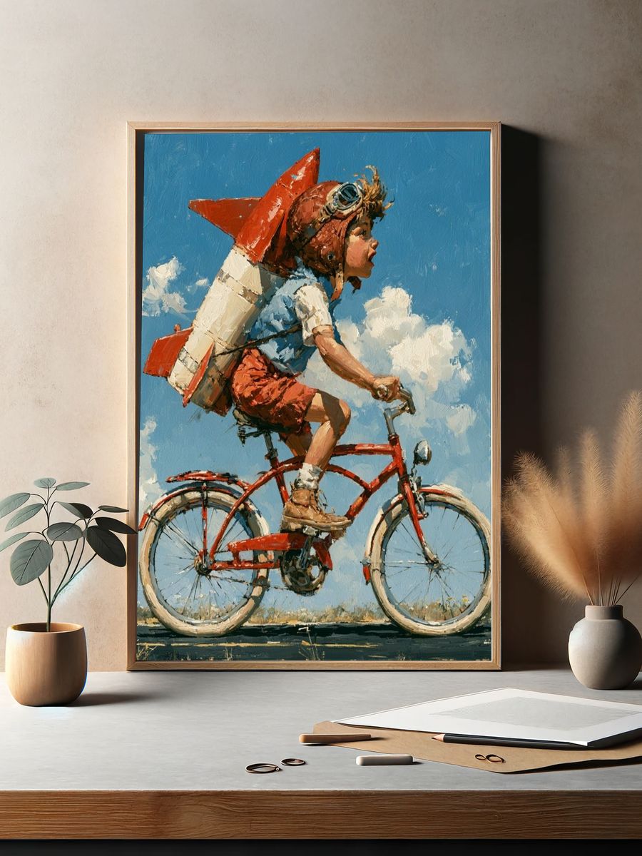 Rocket Rider Illustration Poster. — room view 2