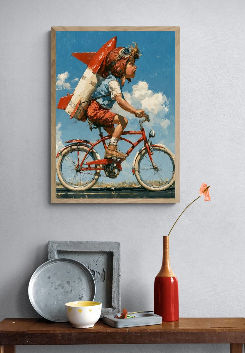 Rocket Rider Illustration Poster. — room view 3