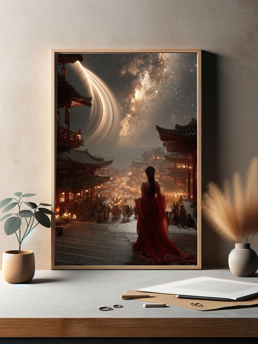 Celestial Temple Nightscape Print. — room view 2