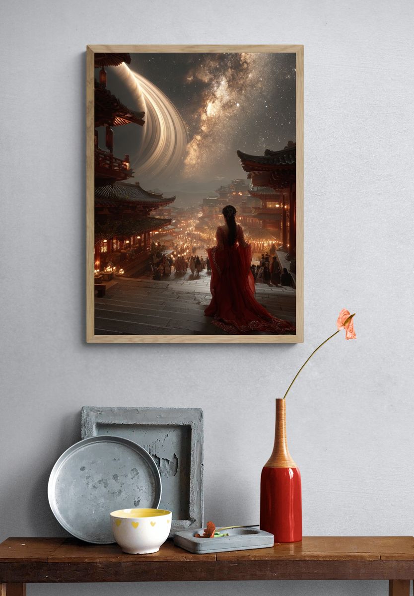 Celestial Temple Nightscape Print. — room view 3