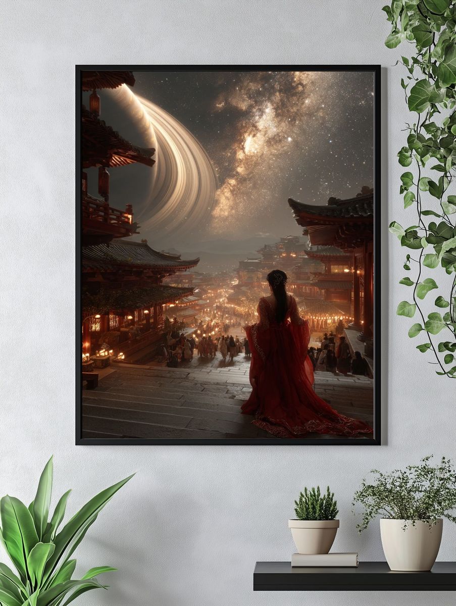Celestial Temple Nightscape Print. — room view 4