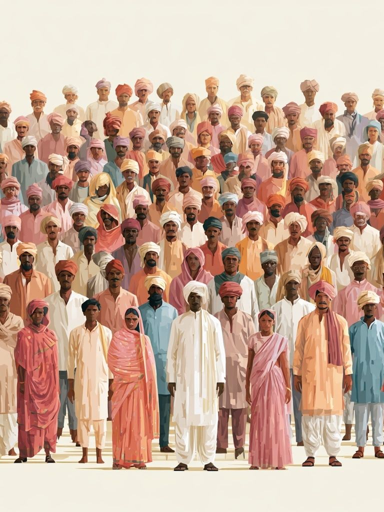 Rajasthani Crowd Portrait Illustration Poster. poster detail