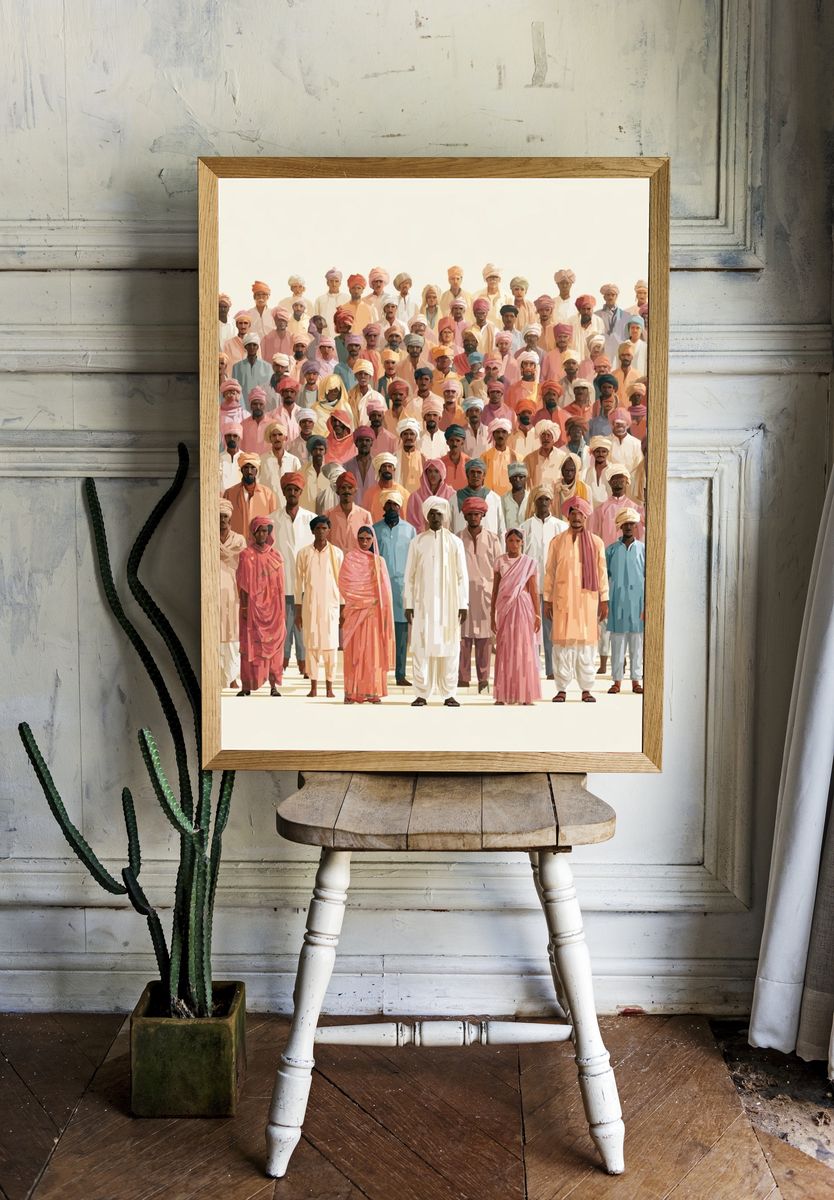 Rajasthani Crowd Portrait Illustration Poster. room preview