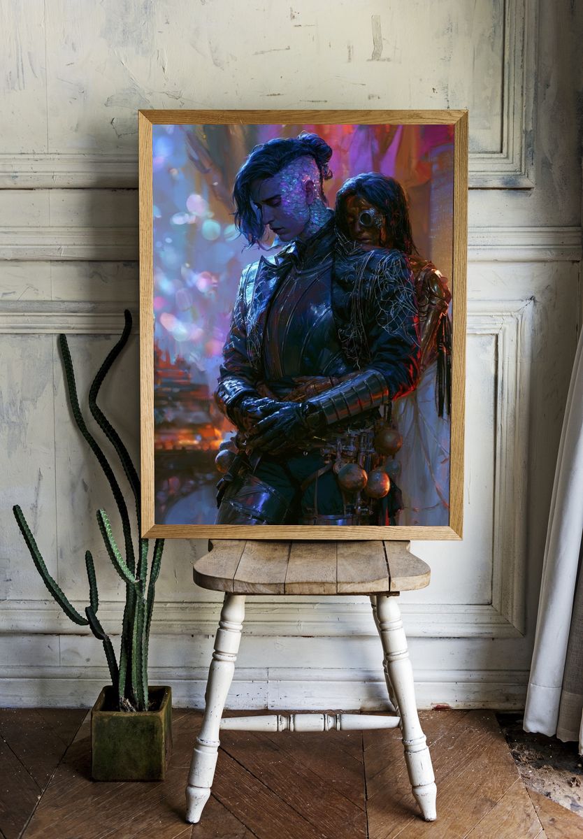 Dark Elf Portrait Illustration Poster. room preview