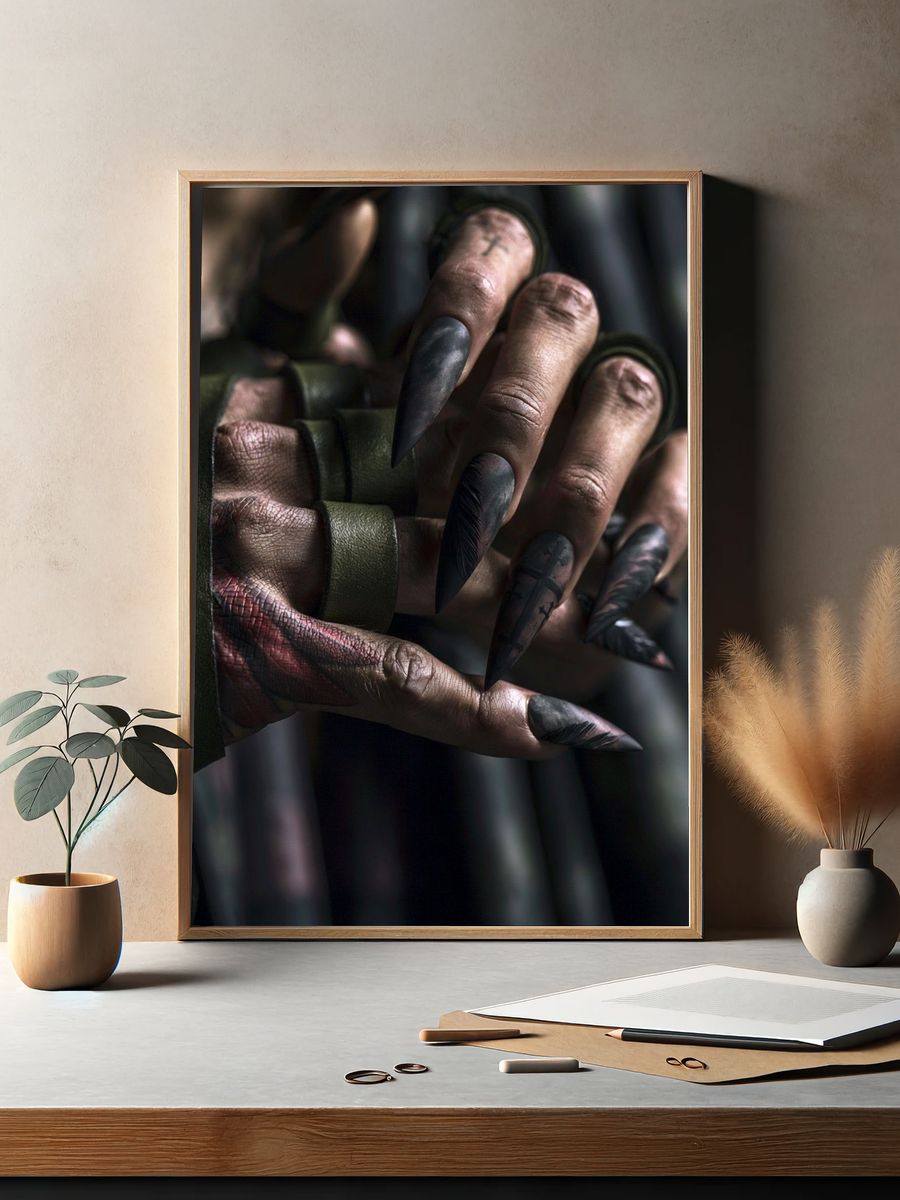Dark Clawed Hand Illustration Poster. — room view 2