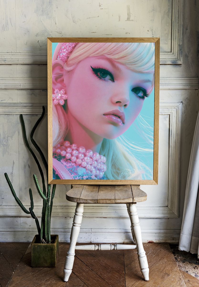 Pastel Doll Portrait Print. — room view 1