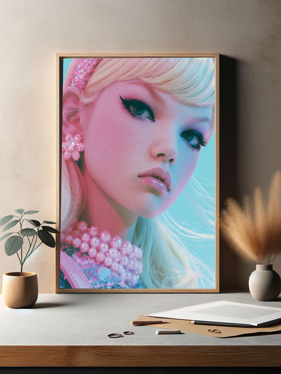 Pastel Doll Portrait Print. — room view 2