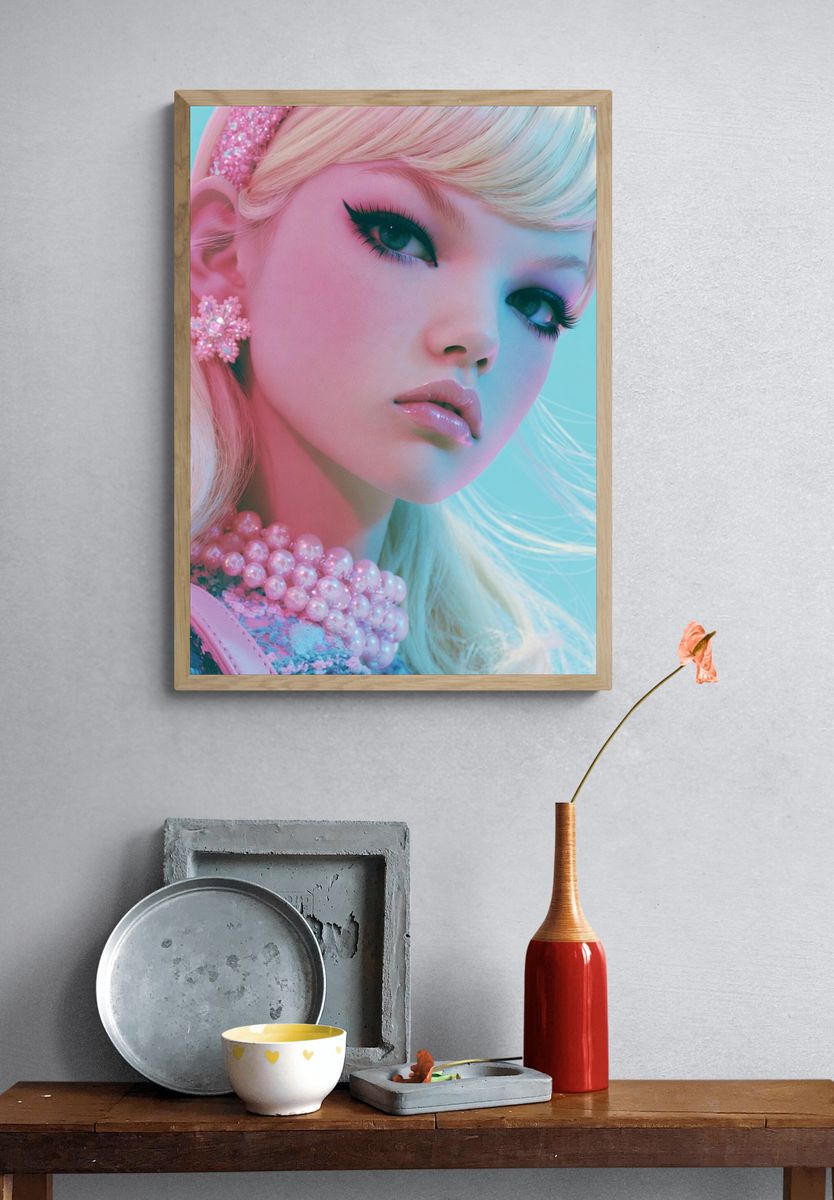 Pastel Doll Portrait Print. — room view 3