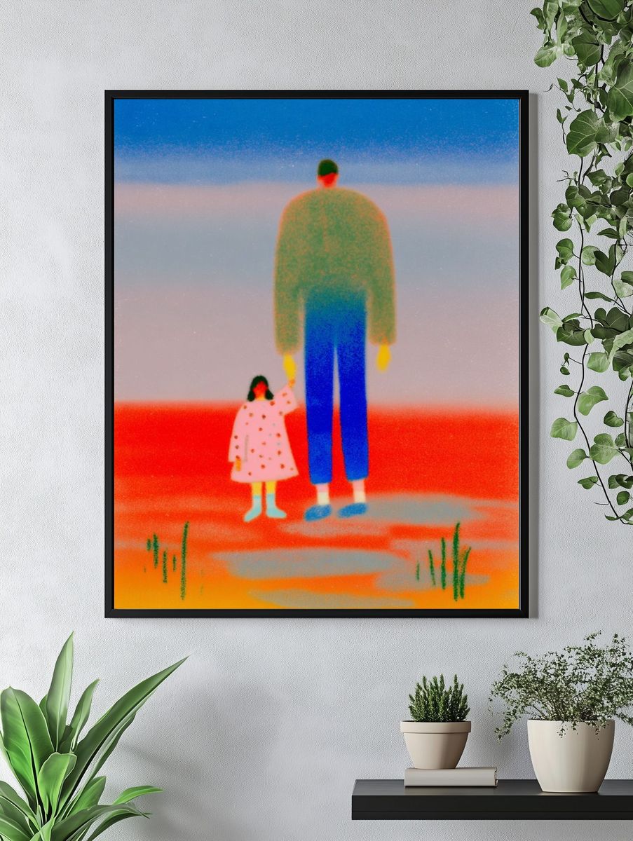Dreamlike Family Illustration Poster. — room view 4