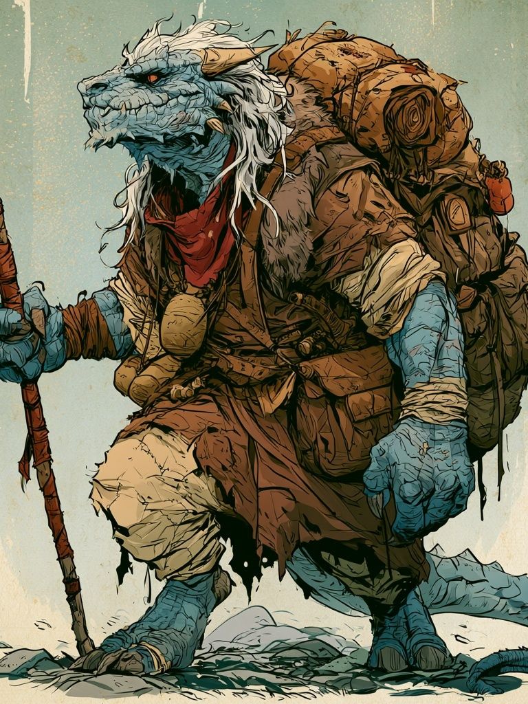 Fantasy Lizard Warrior Print. poster — illustration art