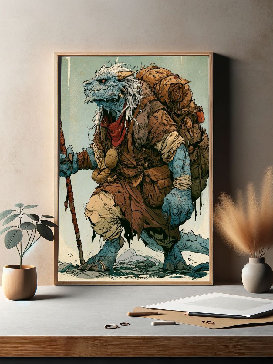 Fantasy Lizard Warrior Print. — room view 2