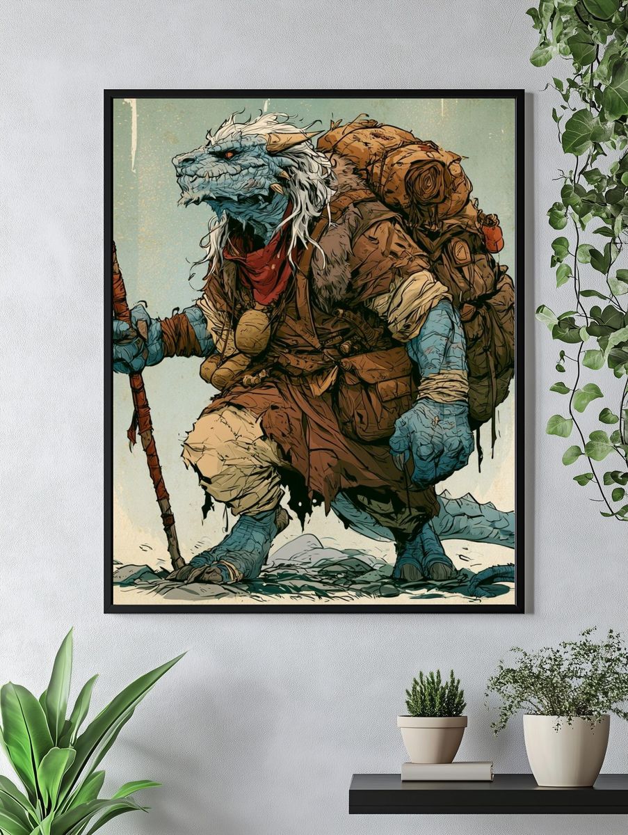 Fantasy Lizard Warrior Print. — room view 4
