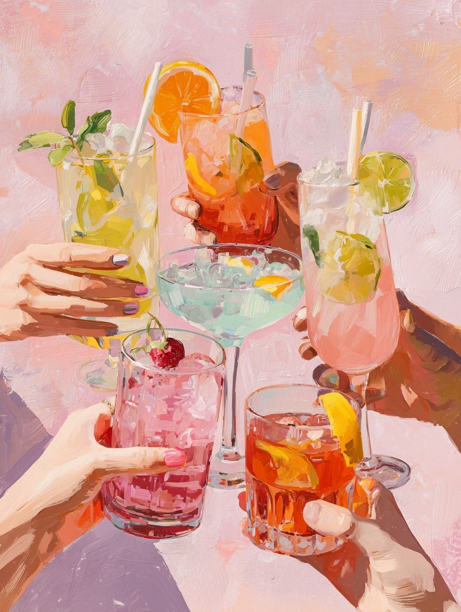Cocktail Toast Illustration Poster. poster — illustration art