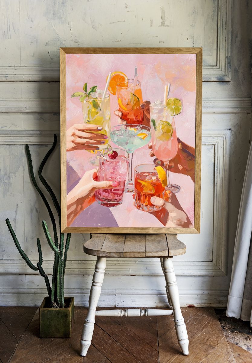 Cocktail Toast Illustration Poster. room preview