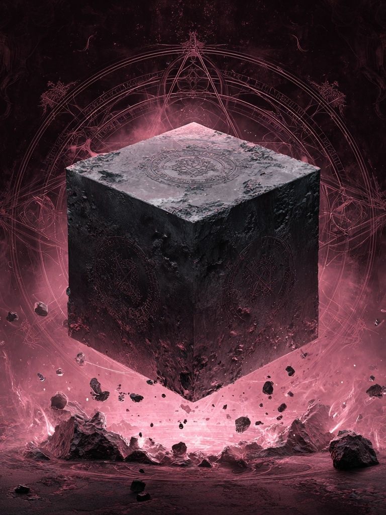 Mystic Floating Cube Illustration Poster. poster detail