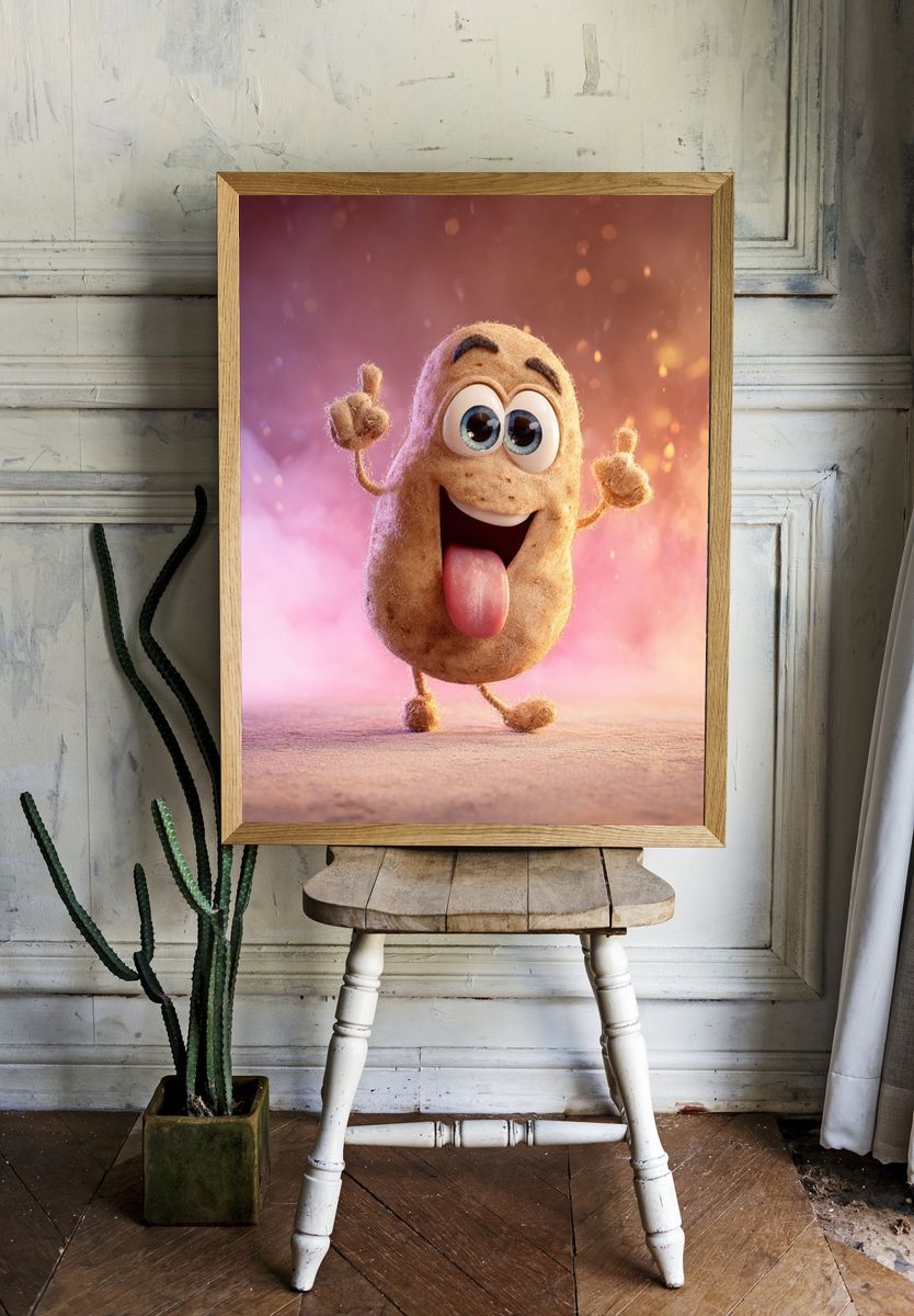 Cheeky Potato Character Illustration Poster. — room view 1