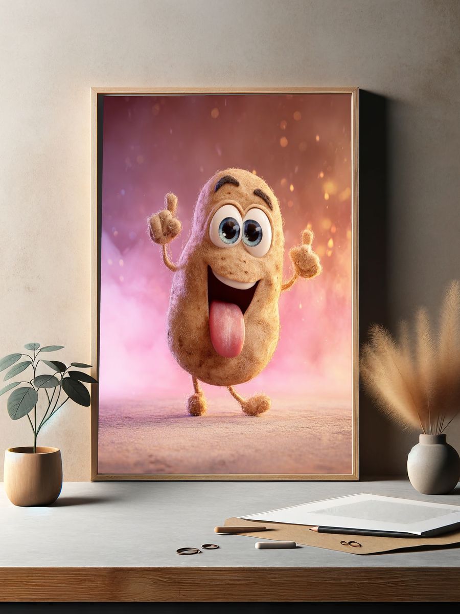 Cheeky Potato Character Illustration Poster. — room view 2