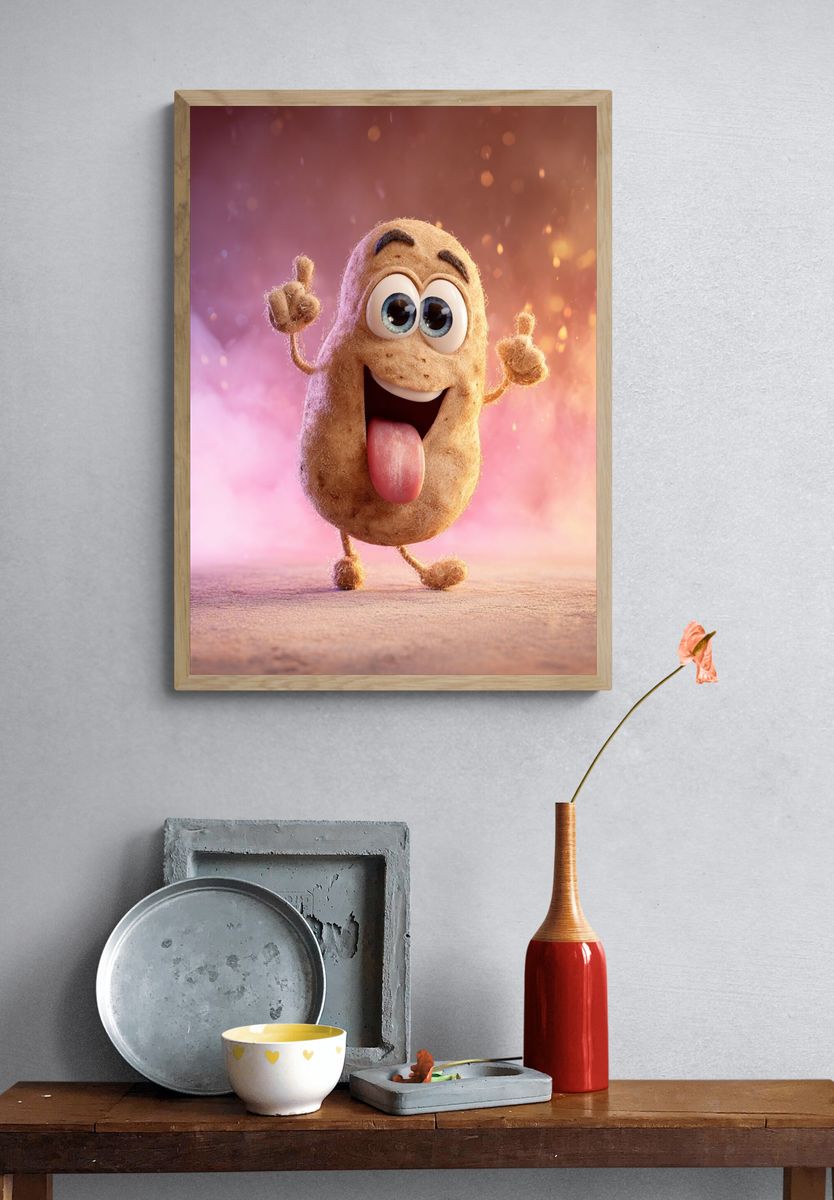 Cheeky Potato Character Illustration Poster. — room view 3