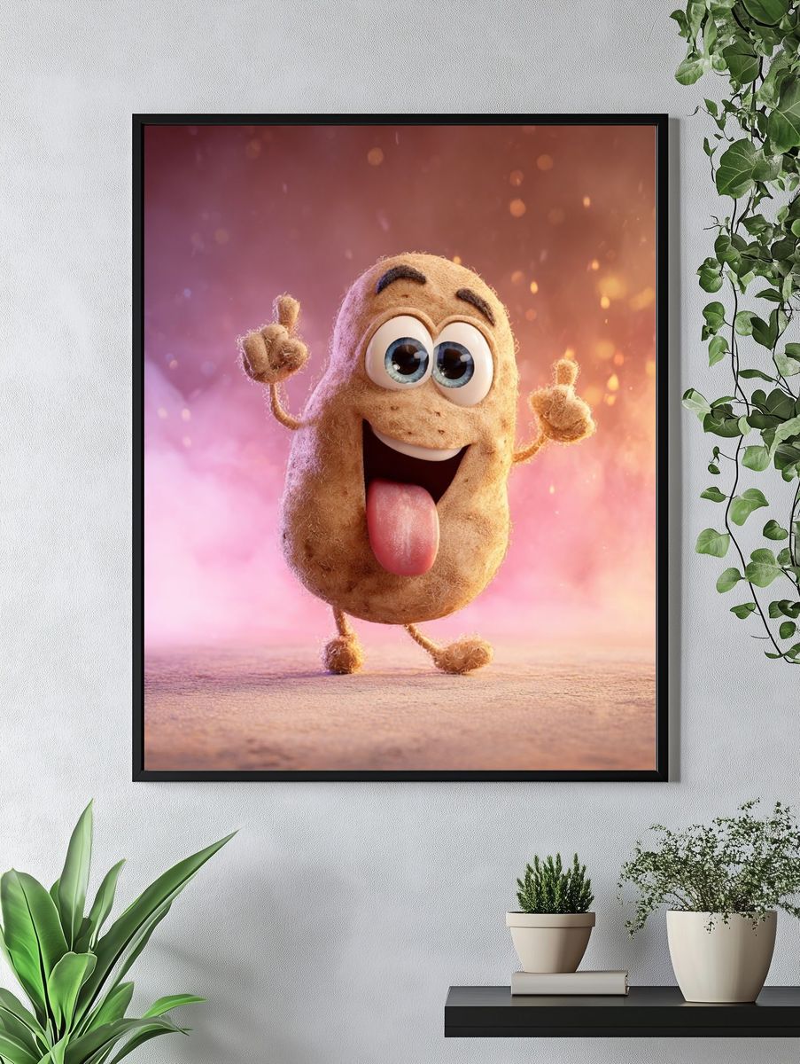 Cheeky Potato Character Illustration Poster. — room view 4
