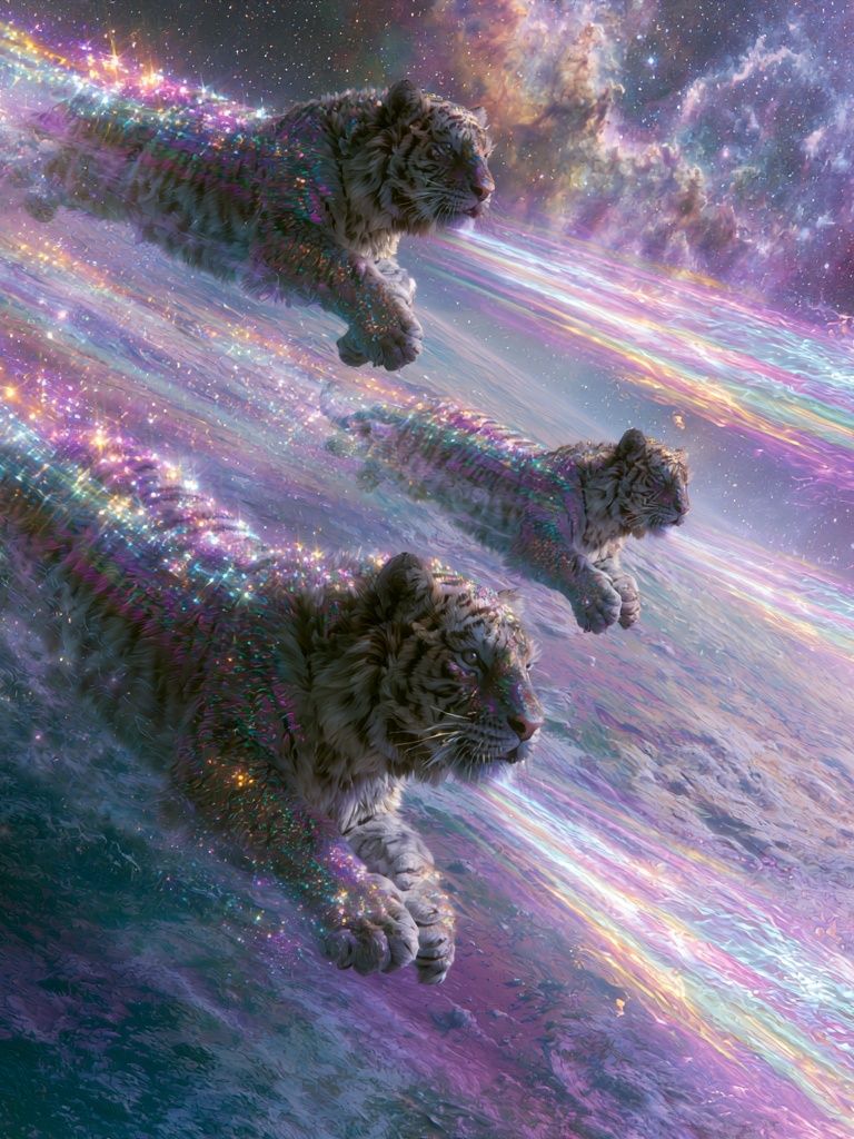Cosmic Tigers Digital Art Poster. poster — illustration art