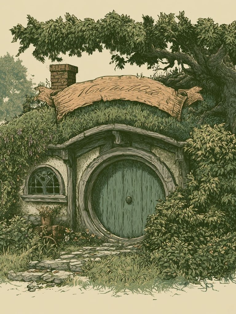 Hobbit House Botanical Print. poster — illustration art