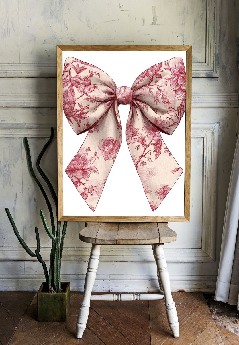 Floral Bow Illustration Poster. — room view 1