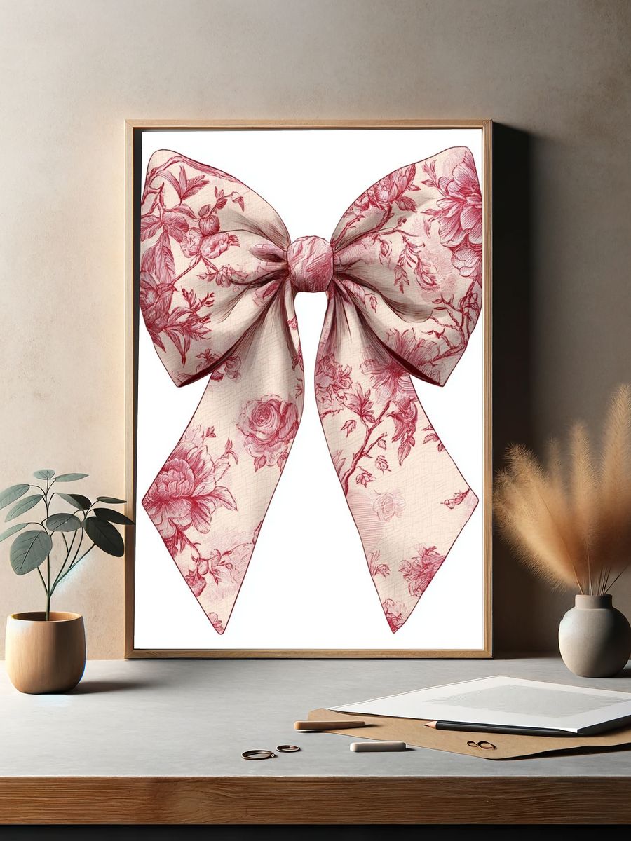 Floral Bow Illustration Poster. — room view 2
