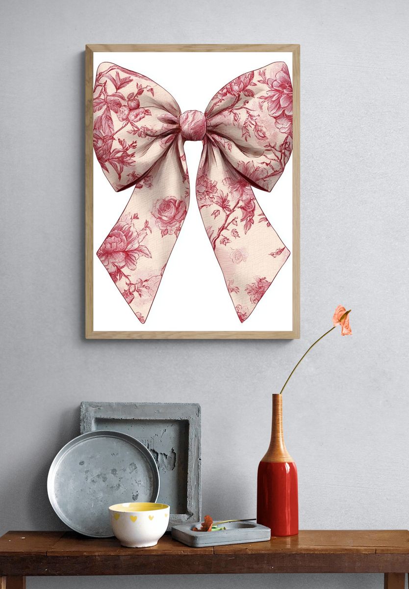 Floral Bow Illustration Poster. — room view 3