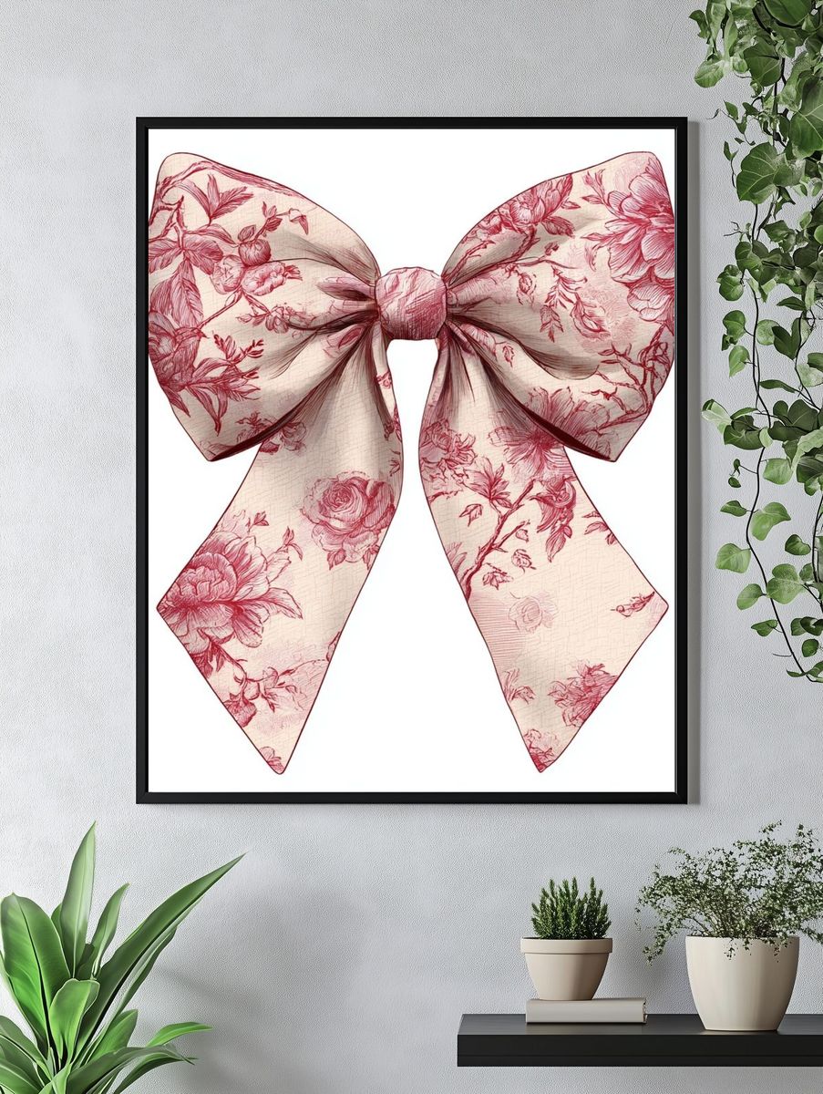 Floral Bow Illustration Poster. — room view 4