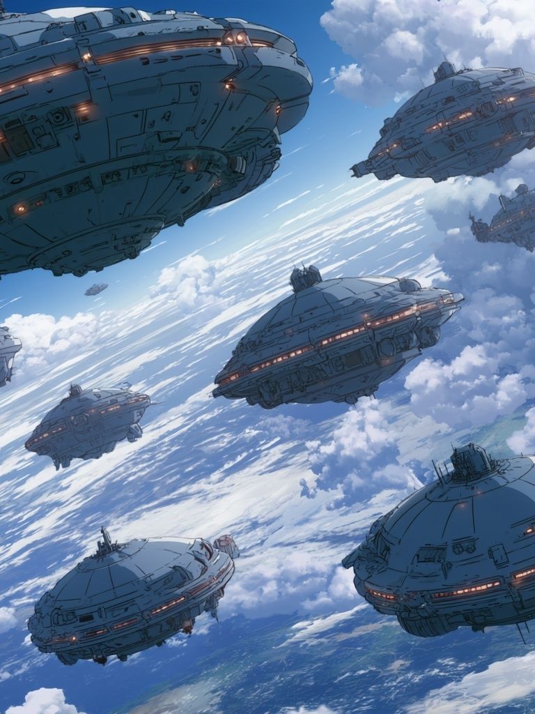 Sky Fleet Sci-Fi Illustration Poster. poster detail