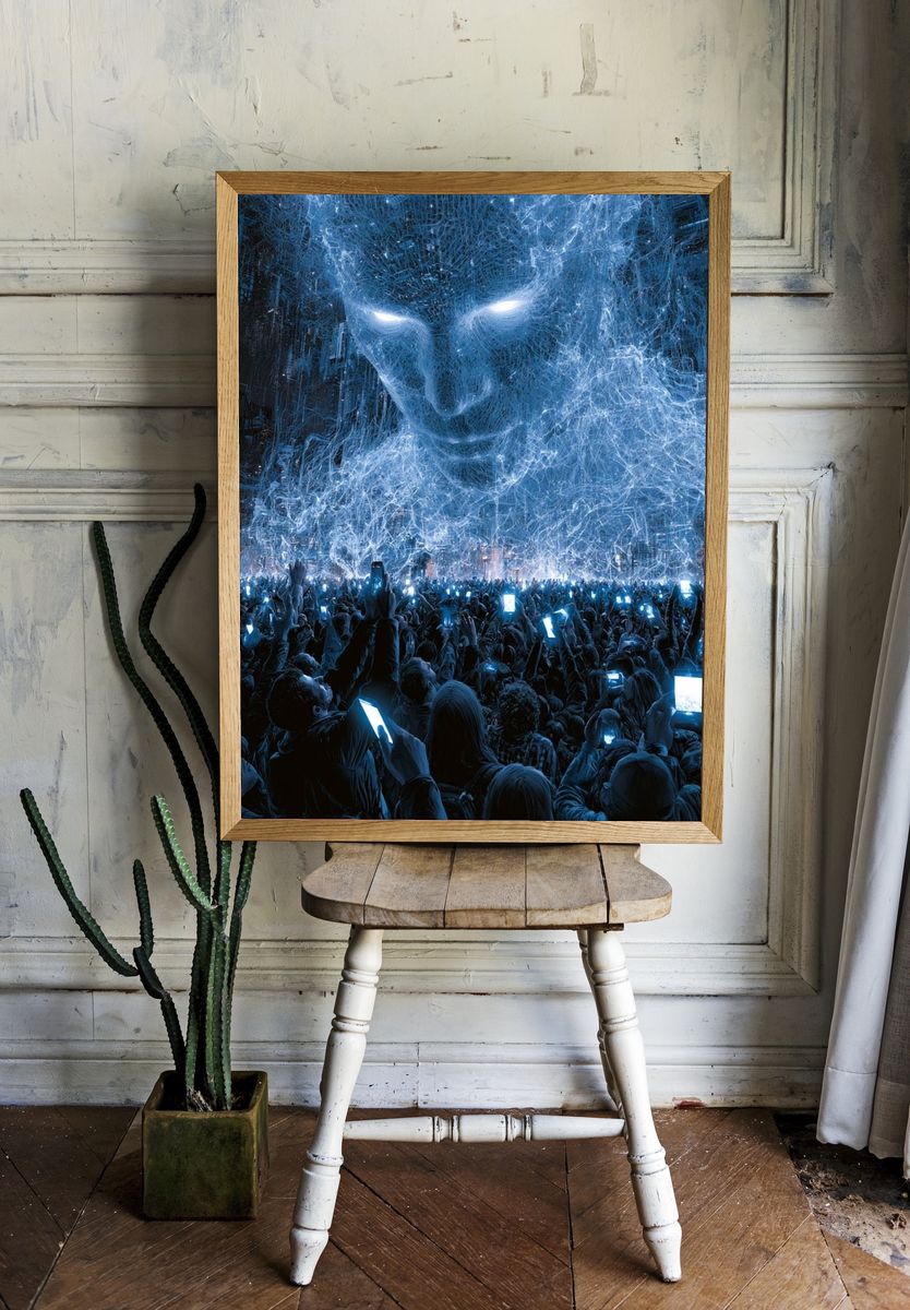 Neon Giant Crowd — Sci-Fi Print. room preview