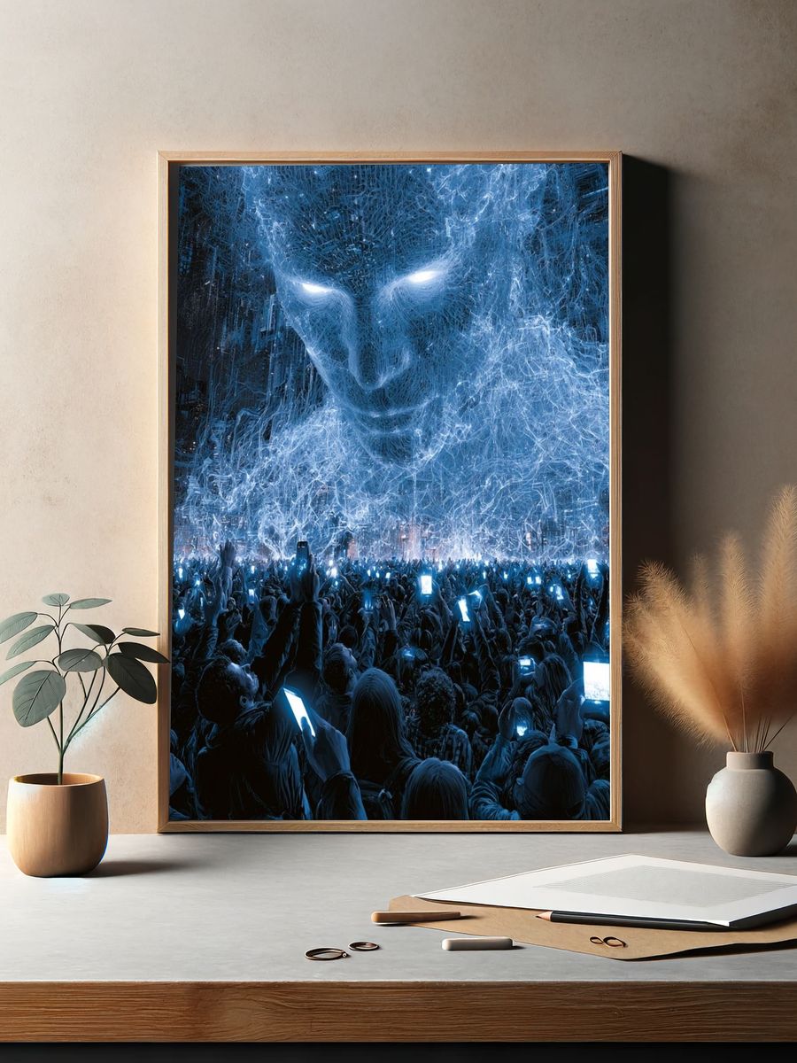 Neon Giant Crowd — Sci-Fi Print. — room view 2