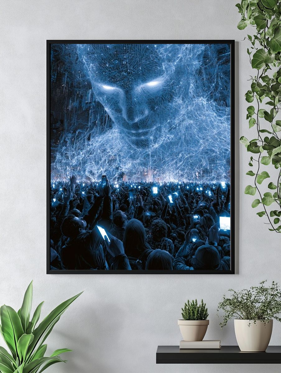 Neon Giant Crowd — Sci-Fi Print. — room view 4