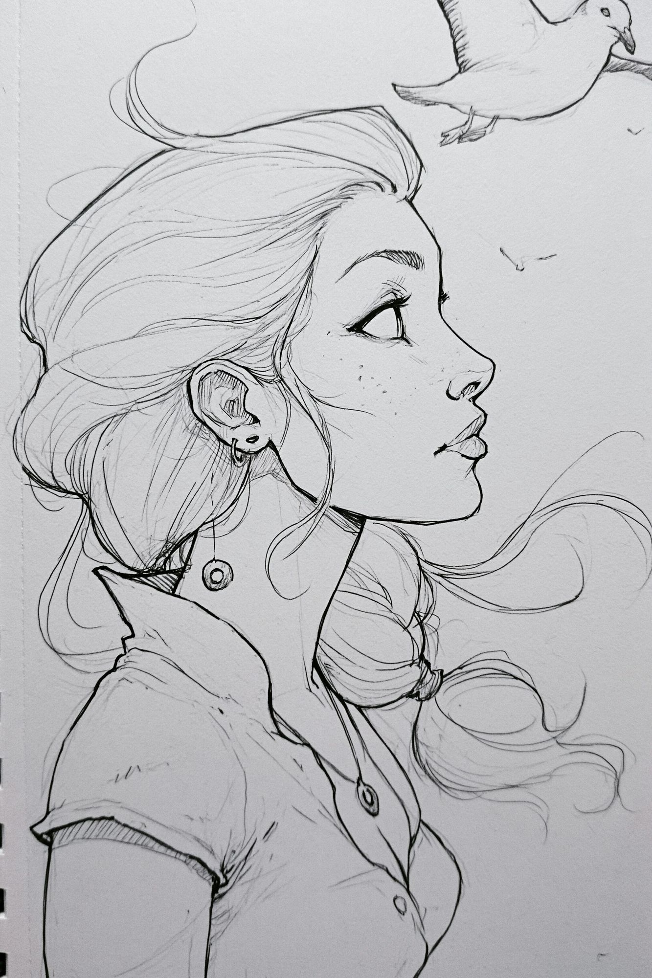 Girl and Dove Sketch Poster. poster detail