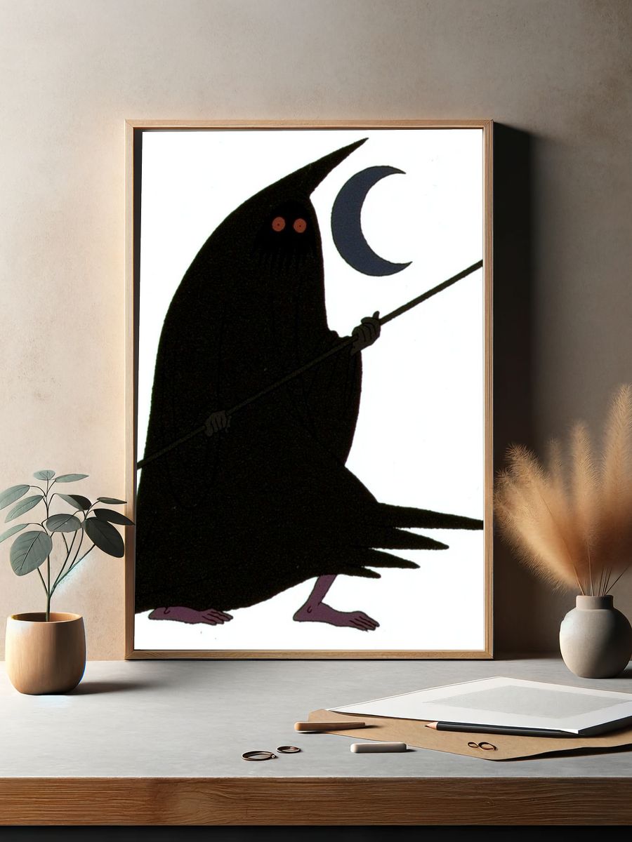 Moonlit Grim Reaper Illustration Poster. — room view 2