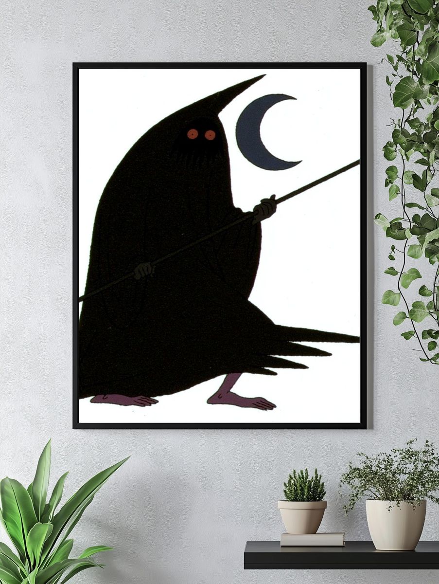 Moonlit Grim Reaper Illustration Poster. — room view 4