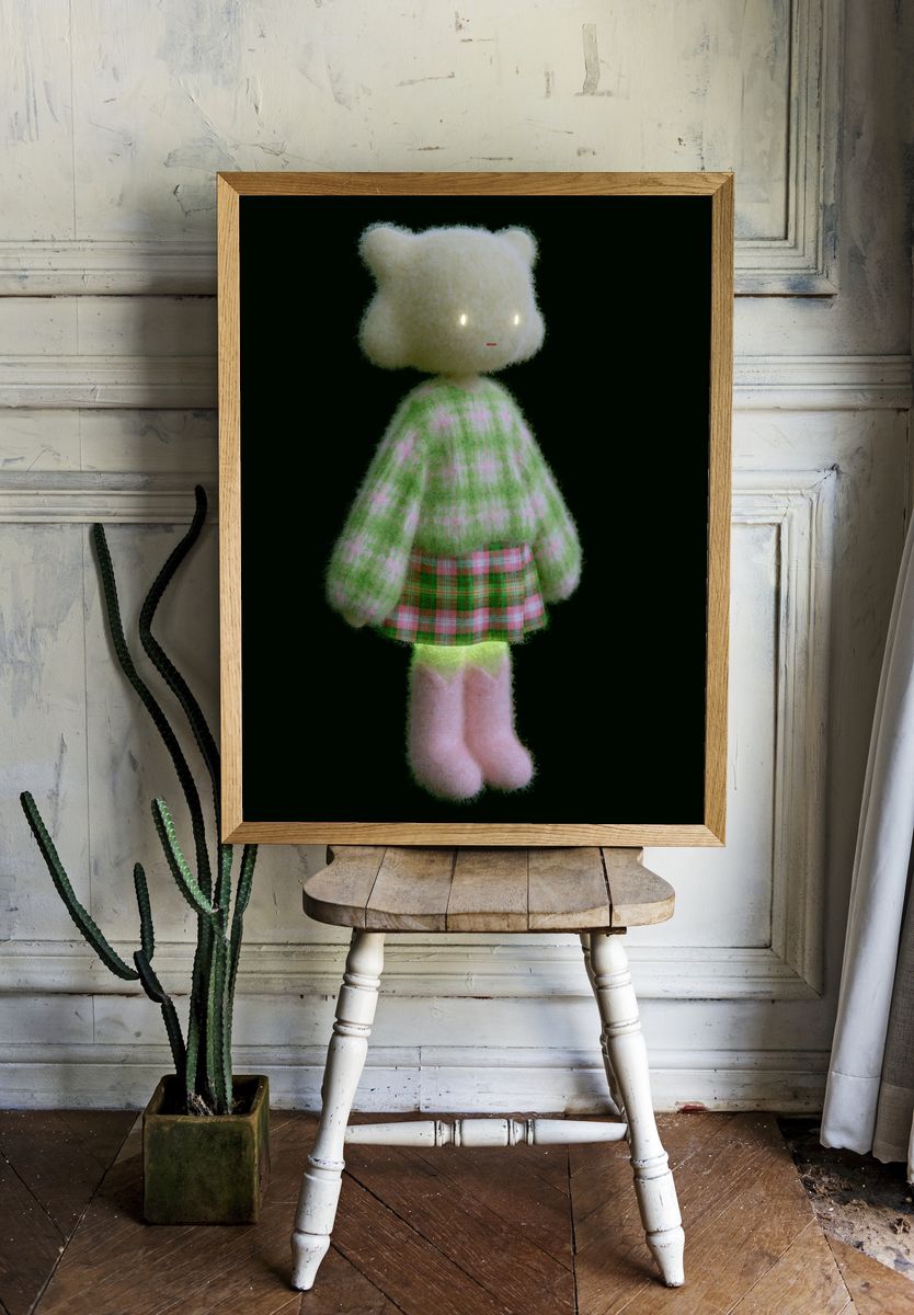 Fuzzy Plush Doll Illustration Poster. room preview