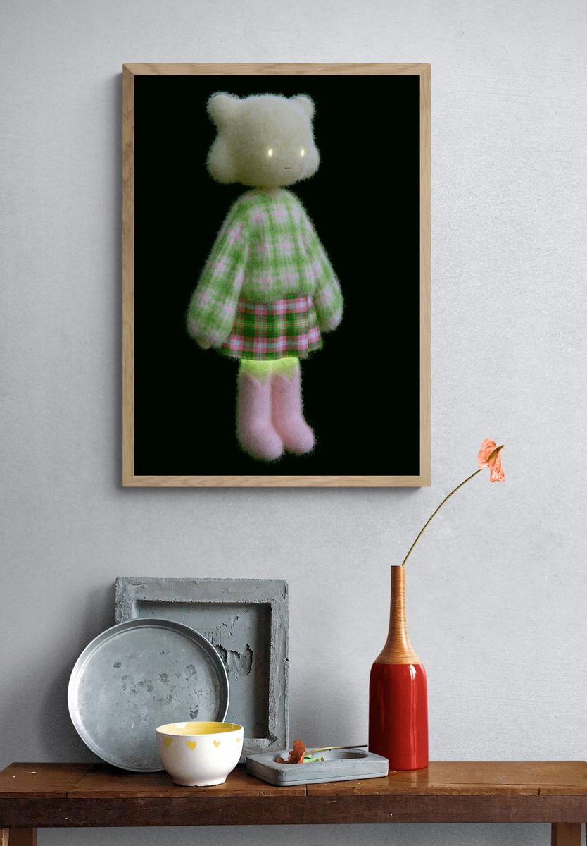 Fuzzy Plush Doll Illustration Poster. — room view 3