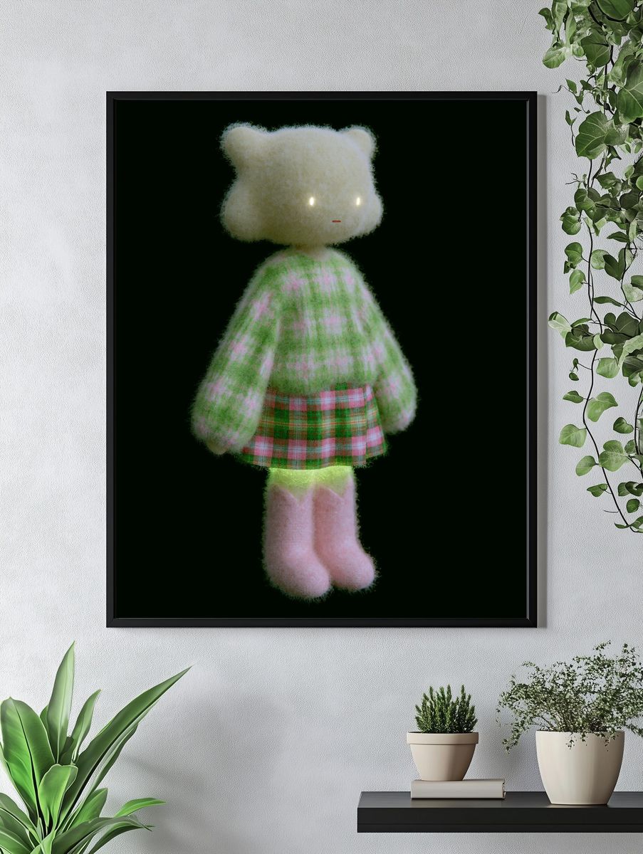 Fuzzy Plush Doll Illustration Poster. — room view 4