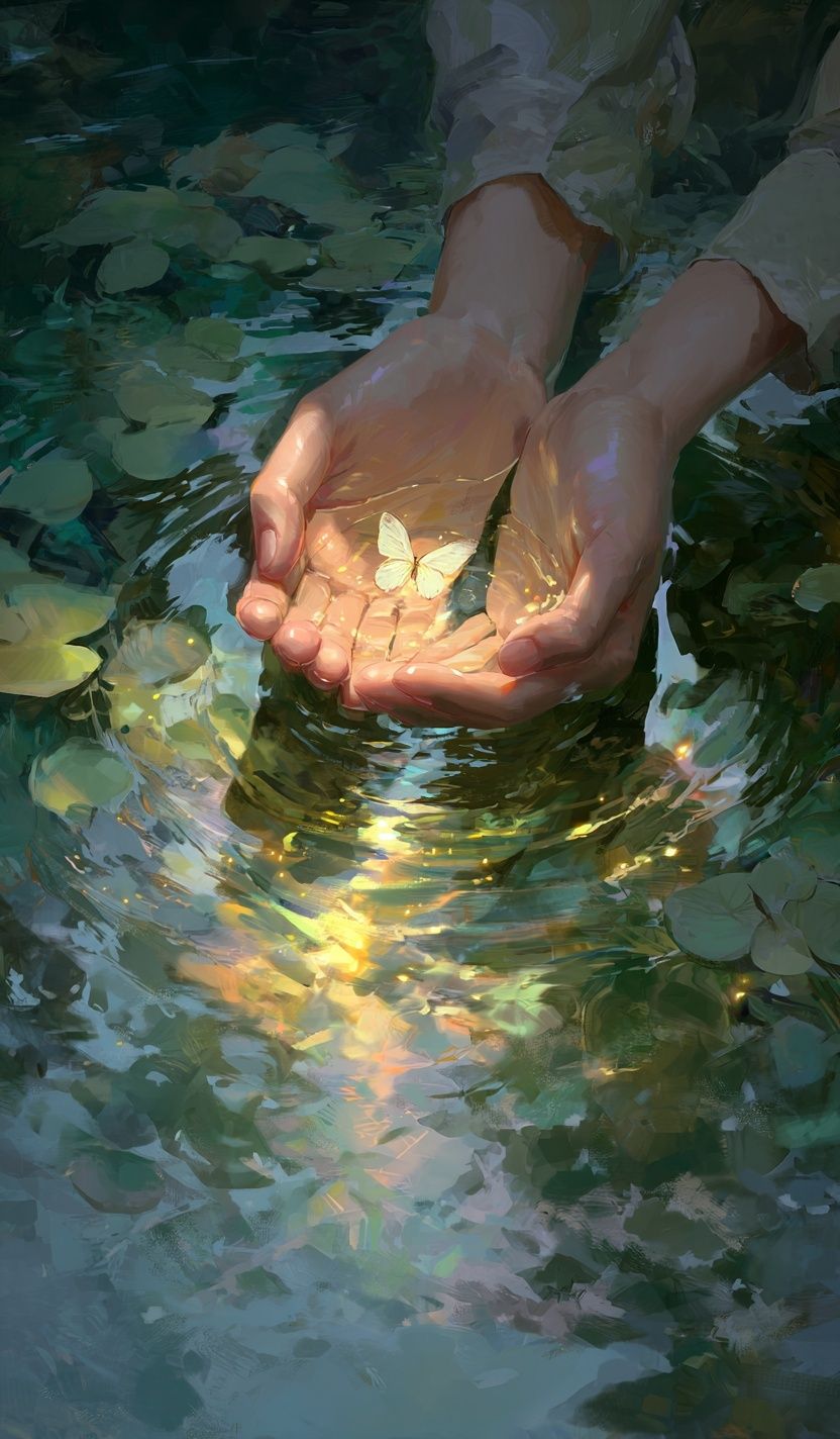 Butterfly Hands Watercolor Poster. poster — illustration art