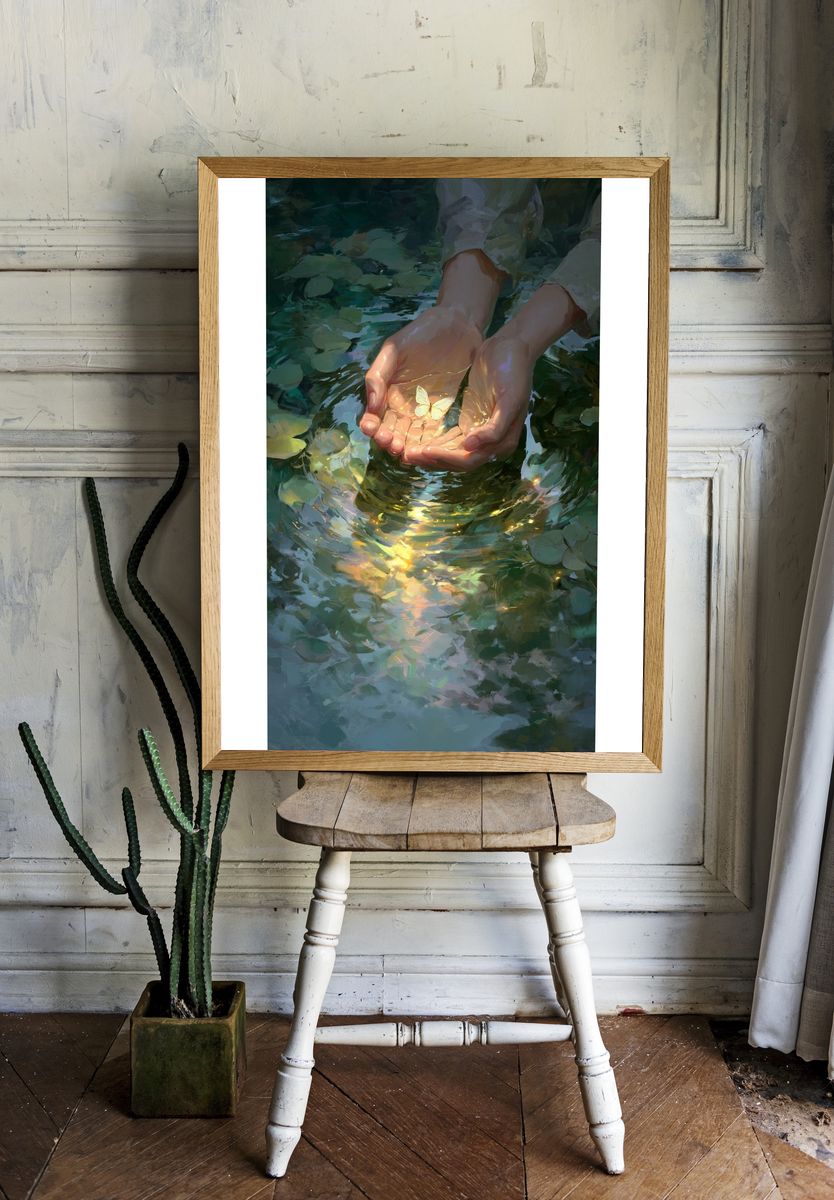 Butterfly Hands Watercolor Poster. room preview