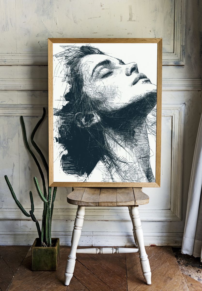 Abstract Female Portrait Print. — room view 1
