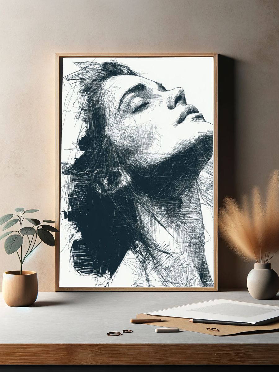 Abstract Female Portrait Print. — room view 2