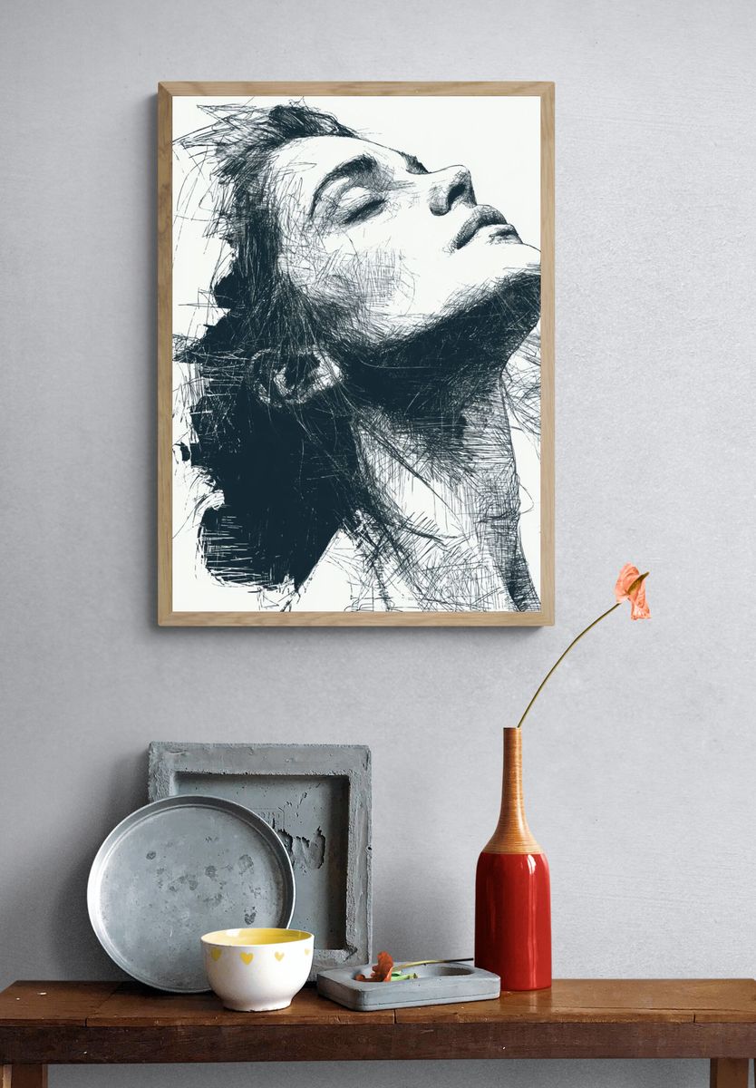 Abstract Female Portrait Print. — room view 3