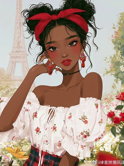 Paris Garden Portrait Illustration Poster.